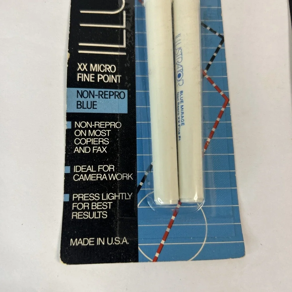Vintage Illustrator Blue Mirage Non-repo Marker XX Micro Fine Point NOS Lot Of 2